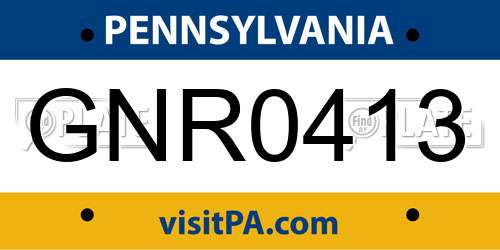 GNR0413 Pennsylvania License Plate