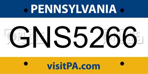 GNS5266 Pennsylvania License Plate