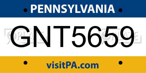 GNT5659 Pennsylvania License Plate