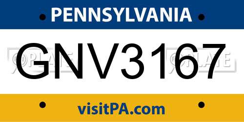 GNV3167 Pennsylvania License Plate