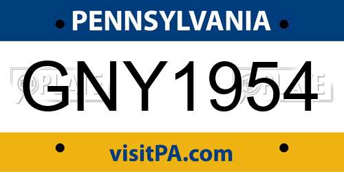 GNY1954 Pennsylvania License Plate