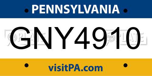 GNY4910 Pennsylvania License Plate