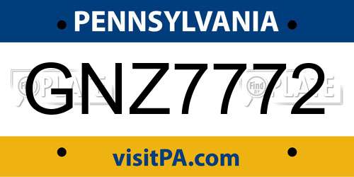 GNZ7772 Pennsylvania License Plate