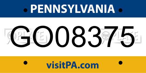 GO08375 Pennsylvania License Plate