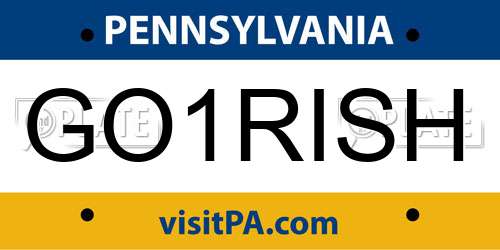 GO1RISH Pennsylvania License Plate
