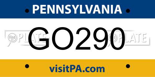 GO290 Pennsylvania License Plate