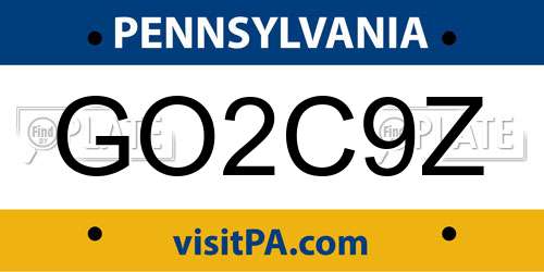 GO2C9Z Pennsylvania License Plate