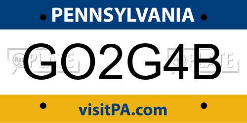 GO2G4B Pennsylvania License Plate