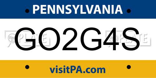 GO2G4S Pennsylvania License Plate
