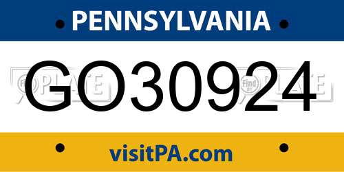 GO30924 Pennsylvania License Plate