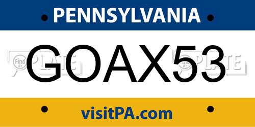 GOAX53 Pennsylvania License Plate