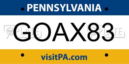 GOAX83 Pennsylvania License Plate