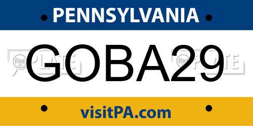 GOBA29 Pennsylvania License Plate