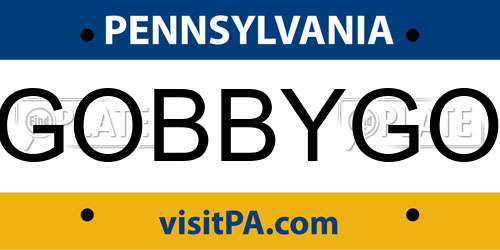 GOBBYGO Pennsylvania License Plate