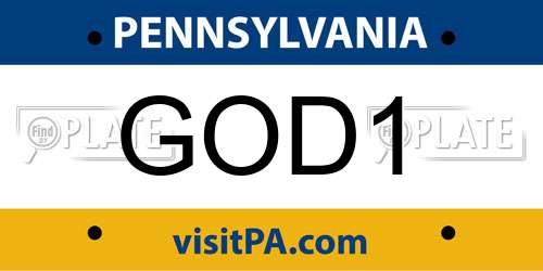 GOD1 Pennsylvania License Plate
