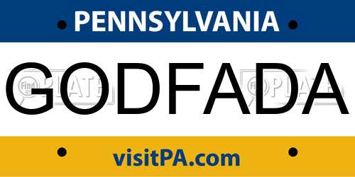 GODFADA Pennsylvania License Plate