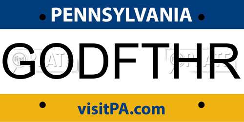 GODFTHR Pennsylvania License Plate