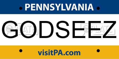 GODSEEZ Pennsylvania License Plate