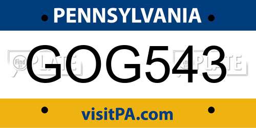 GOG543 Pennsylvania License Plate