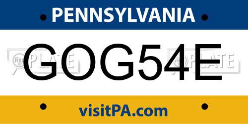 GOG54E Pennsylvania License Plate
