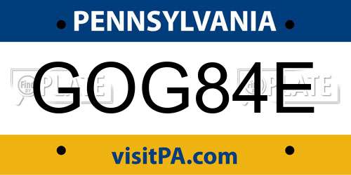 GOG84E Pennsylvania License Plate