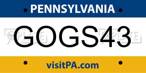 GOGS43 Pennsylvania License Plate