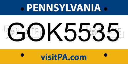 GOK5535 Pennsylvania License Plate