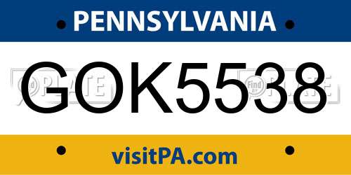 GOK5538 Pennsylvania License Plate