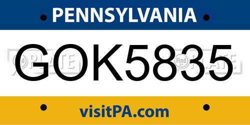 GOK5835 Pennsylvania License Plate