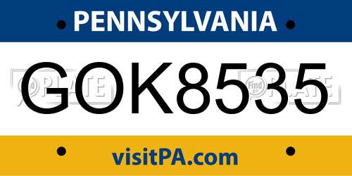 GOK8535 Pennsylvania License Plate
