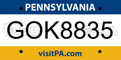GOK8835 Pennsylvania License Plate