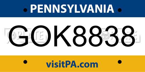 GOK8838 Pennsylvania License Plate