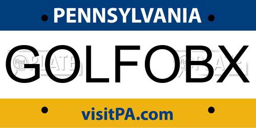 GOLFOBX Pennsylvania License Plate