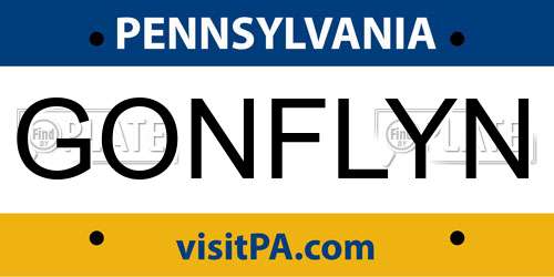 GONFLYN Pennsylvania License Plate