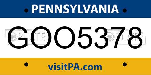 GOO5378 Pennsylvania License Plate