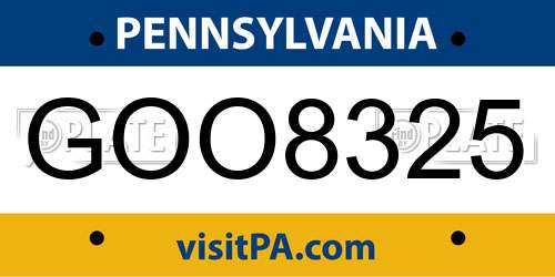 GOO8325 Pennsylvania License Plate