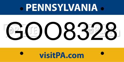 GOO8328 Pennsylvania License Plate