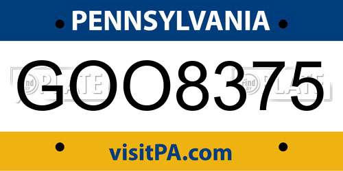 GOO8375 Pennsylvania License Plate