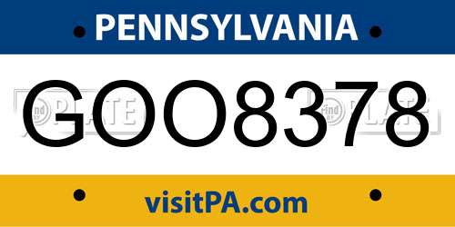 GOO8378 Pennsylvania License Plate