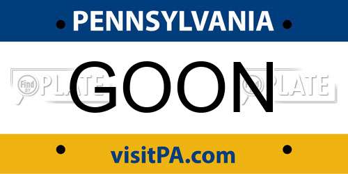 GOON Pennsylvania License Plate