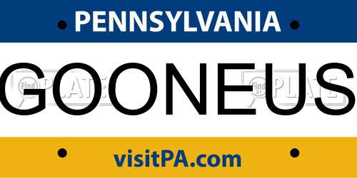GOONEUS Pennsylvania License Plate