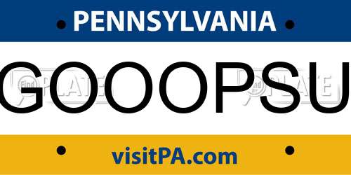 GOOOPSU Pennsylvania License Plate