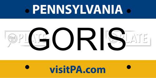 GORIS Pennsylvania License Plate
