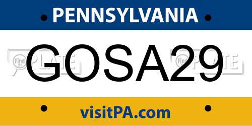 GOSA29 Pennsylvania License Plate