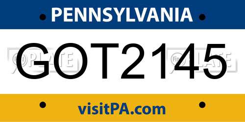 GOT2145 Pennsylvania License Plate
