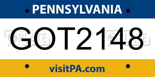 GOT2148 Pennsylvania License Plate