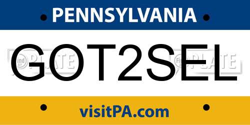GOT2SEL Pennsylvania License Plate