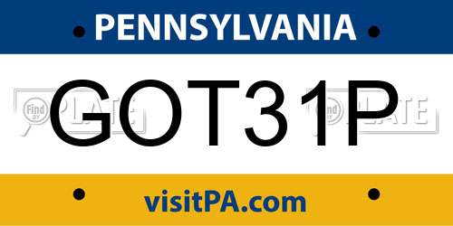 GOT31P Pennsylvania License Plate