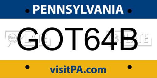 GOT64B Pennsylvania License Plate