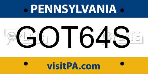 GOT64S Pennsylvania License Plate
